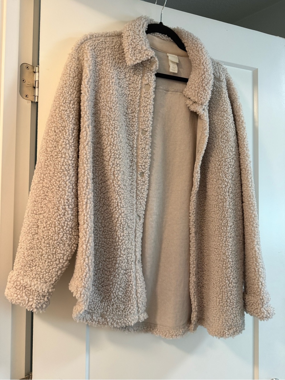 H&M Teddy Sherpa Jacket in Light Beige